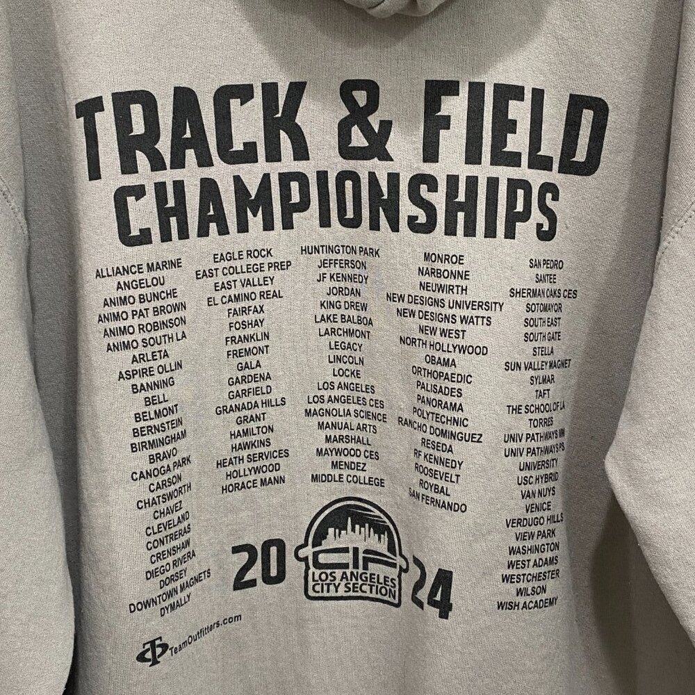Los Angeles City Section Track & Field Championships 2024 Hoodie Gray XL - Picture 7 of 8